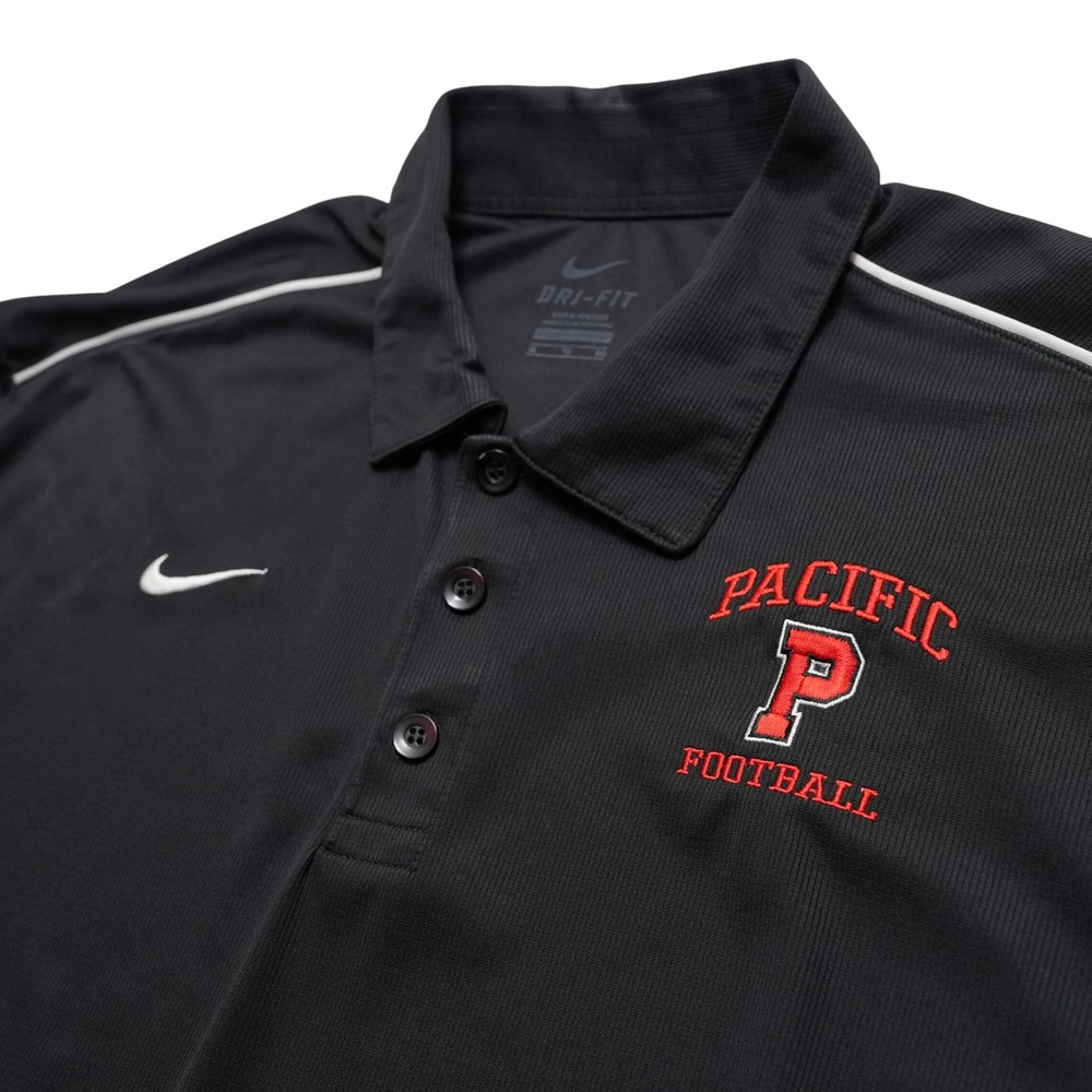 Nike Dri-FIT Mens XL Black Polo Pacific Football‎ Embroidered Athletic Shirt